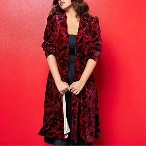 Betsey Johnson Floral Puff Sleeve Button Front Coat